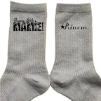 Chaussettes personnalisée paillettes argent motif bonne fëte mamie