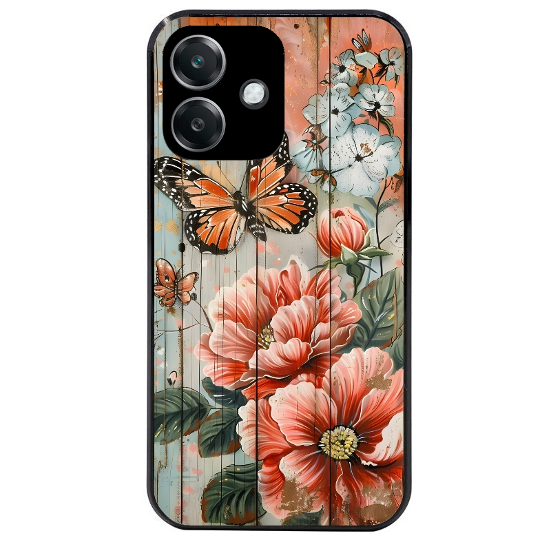 Coque noire taperso pour OPPO A40 avec motif bois et papillon 3 protection antichoc personnalisée