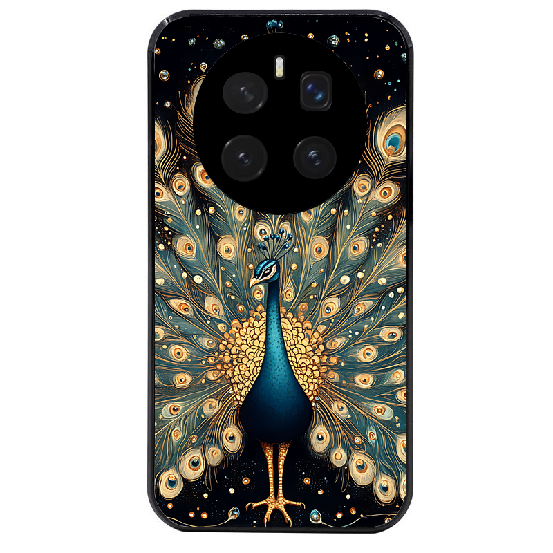 Coque noire taperso pour Magic 7 LITE et PRO avec motif paon mandala protection antichoc personnalisée