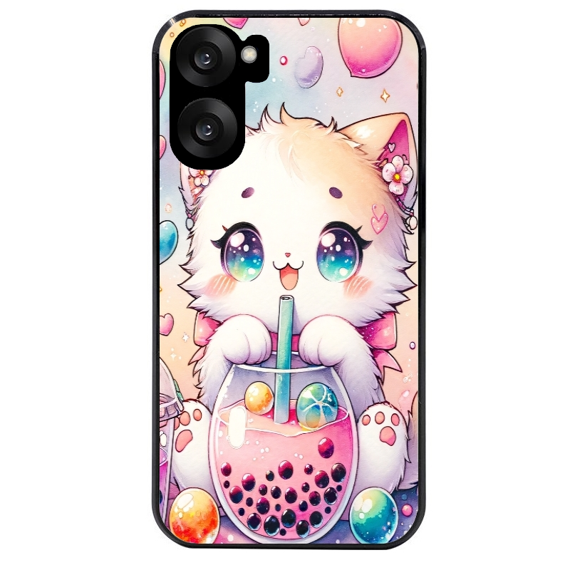 Coque noire taperso pour OnePlus Nord CE5 avec motif chat bubble style manga protection antichoc personnalisée