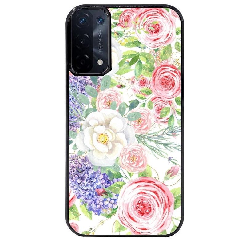 Coque noire taperso pour OPPO A54 et A74 5G avec motif fleur couleur pastel protection antichoc personnalisée
