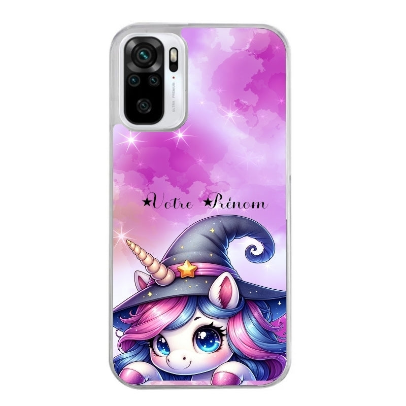 Coque taperso pour Redmi Note 10 4G 5G PRO 10S avec motif licorne magic avec prenom protection antichoc personnalisée