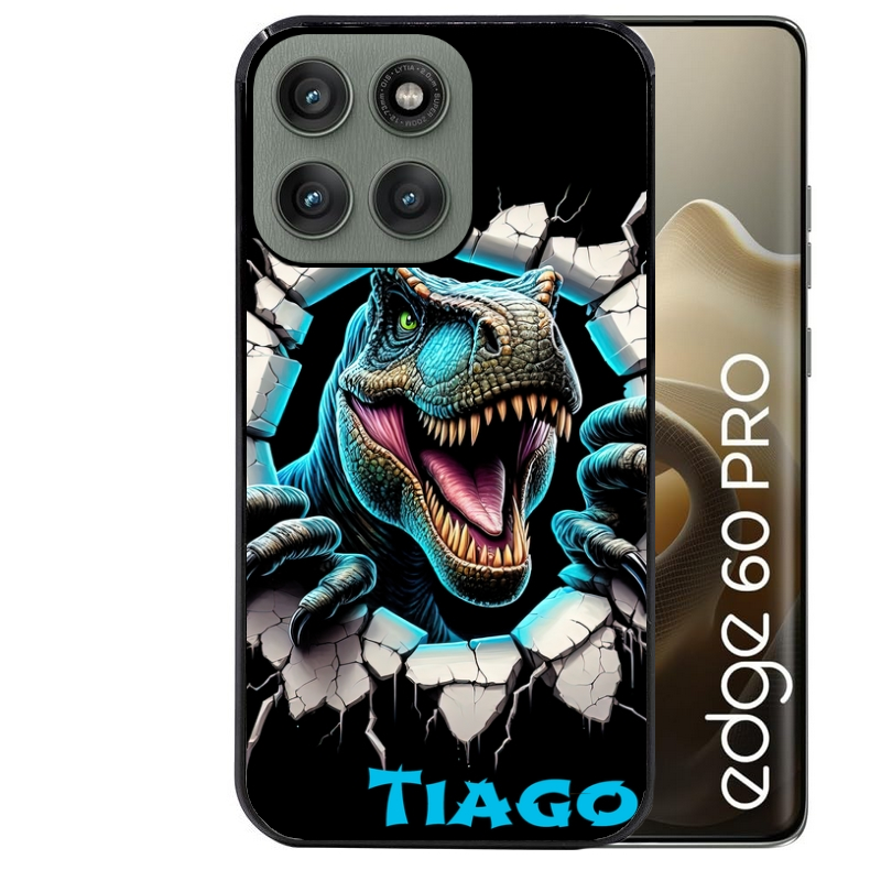 Coque noire taperso pour Moto Edge 60 et Neo Fusion Pro avec motif dino t rex personnalisee protection antichoc personnalisée