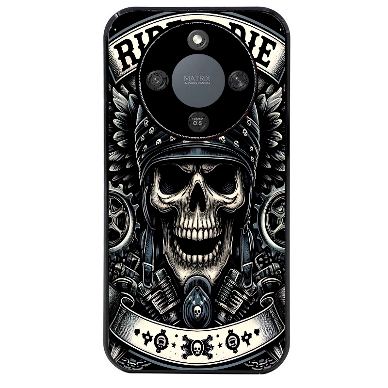 Coque noire taperso pour Honor X9A avec motif mort motard protection antichoc personnalisée