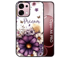 Coque noire taperso pour OPPO A6 PRO 4G et 5G avec motif fleur violette personnalisee protection antichoc personnalisée