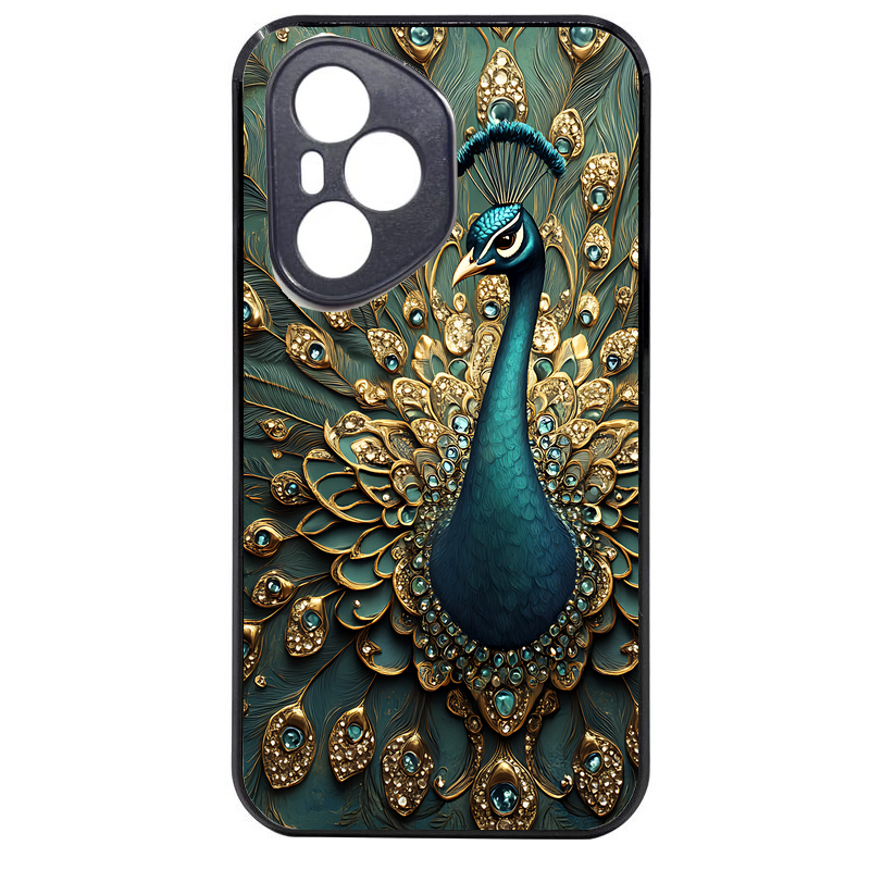 Coque noire taperso pour Honor 400 et Lite Pro Smart avec motif paon bijoux protection antichoc personnalisée