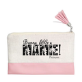 Pochette personnalisée motif mamie bonne fete en toile et simili cuir personnalisée