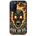 Coque noire taperso pour OPPO Reno 8 LITE avec motif tete de mort flamme protection antichoc personnalisée