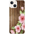 Coque taperso pour Iphone 11 et PRO PRO MAX avec motif bois avec fleur rose protection antichoc personnalisée