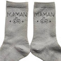 Chaussettes paillettes argent motif maman en or