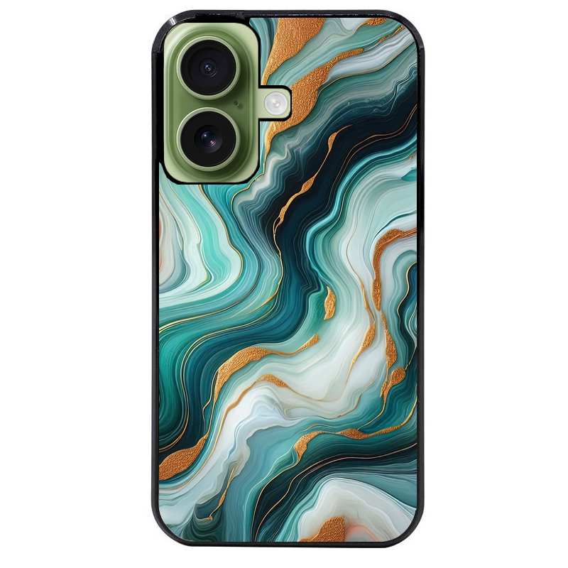 Coque noire taperso pour Iphone 17 17E AIR MAX PRO avec motif marbre vert protection antichoc personnalisée