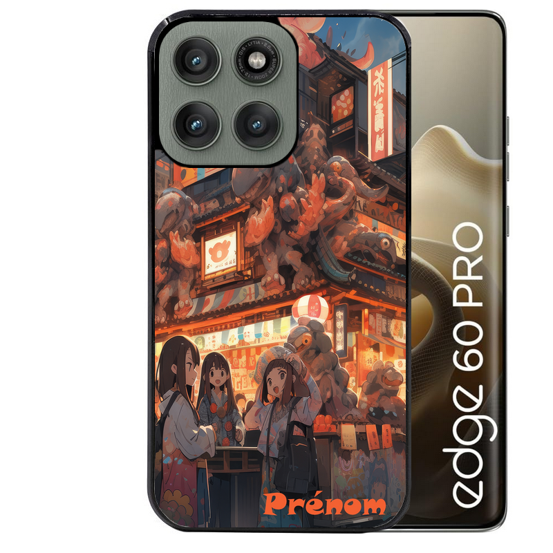 Coque noire taperso pour Moto Edge 60 et Neo Fusion Pro avec motif anime street japan personnalise protection antichoc personnalisée