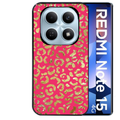 Coque noire taperso pour Redmi Note 15 et PRO PLUS 4G 5G avec motif leopard fuschia protection antichoc personnalisée