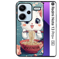 Coque noire taperso pour Redmi Note 13 PRO PLUS 5G avec motif chat ramen cerisier protection antichoc personnalisée