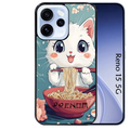 Coque noire taperso pour OPPO Reno 15 et F FS 5G avec motif chat ramen cerisier protection antichoc personnalisée