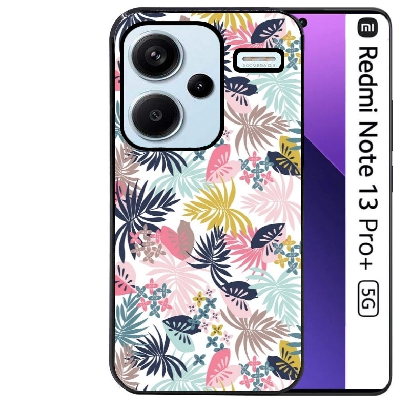 Coque noire taperso pour Redmi Note 13 PRO PLUS 5G avec motif jungle et fleur rose protection antichoc personnalisée