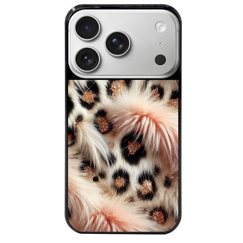 Coque noire taperso pour Iphone 17 17E AIR MAX PRO avec motif effet fourrure leopard 1 protection antichoc personnalisée