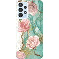 Coque taperso pour Galaxy A13 4G et 5G A23 A53 avec motif marbre fleur turquoise protection antichoc personnalisée