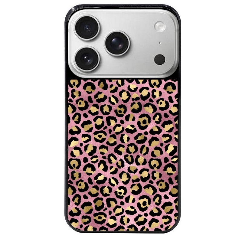 Coque noire taperso pour Iphone 17 17E AIR MAX PRO avec motif leopard rose protection antichoc personnalisée