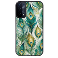 Coque noire taperso pour OPPO A54 et A74 5G avec motif paon plumes protection antichoc personnalisée