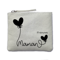 Porte monnaie personnalisé maman ballon ivoire en feutrine en feutrine ivoire