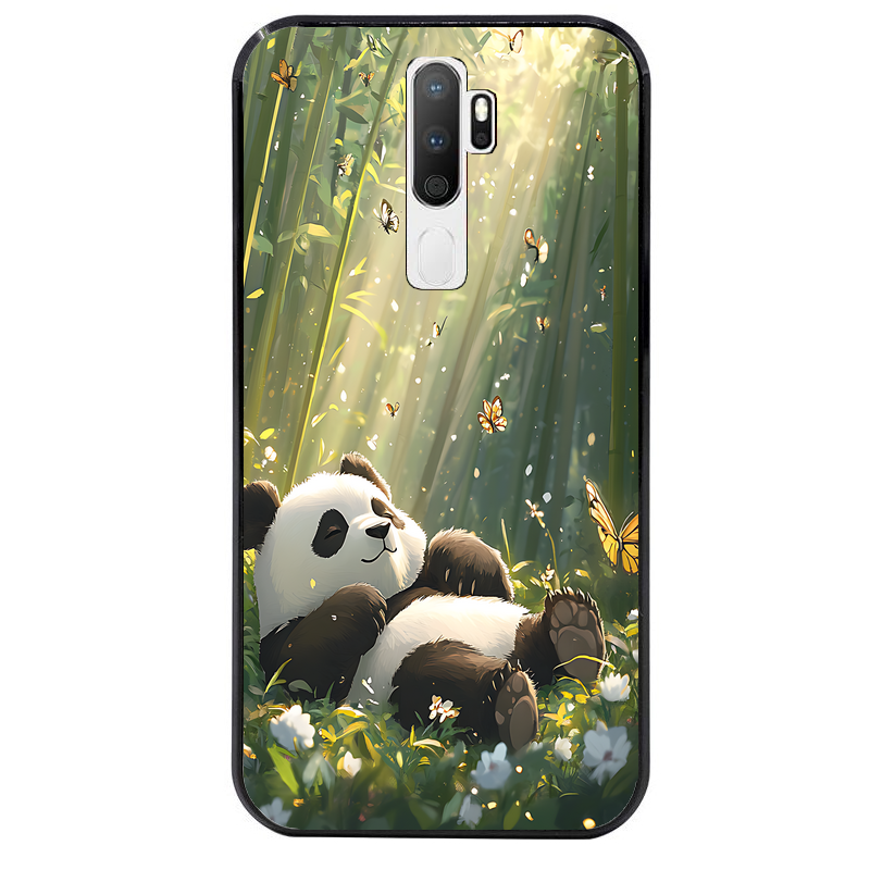 Coque noire taperso pour OPPO A5 A9 2020 avec motif panda bambou protection antichoc personnalisée