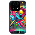 Coque noire taperso pour OnePlus 15 avec motif padel raquette personnalisee protection antichoc personnalisée
