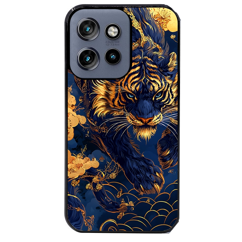 Coque noire taperso pour Moto Edge 60 et Neo Fusion Pro avec motif tigre et fleur protection antichoc personnalisée
