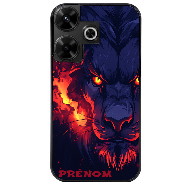 Coque noire taperso pour POCO M6 4G avec motif lion anime protection antichoc personnalisée