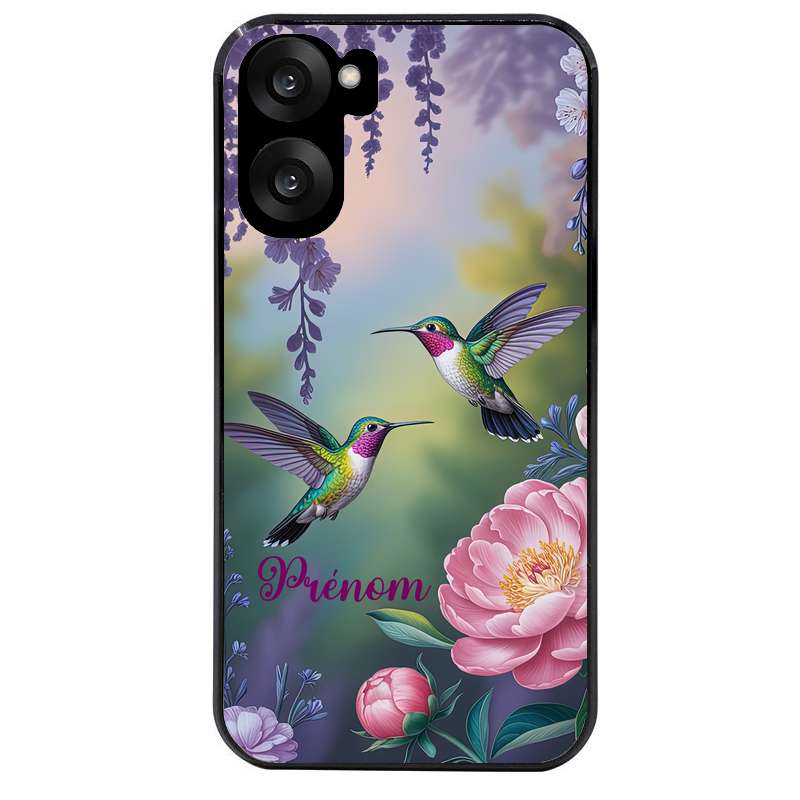 Coque noire taperso pour OnePlus Nord CE5 avec motif colibri couple personnalise protection antichoc personnalisée