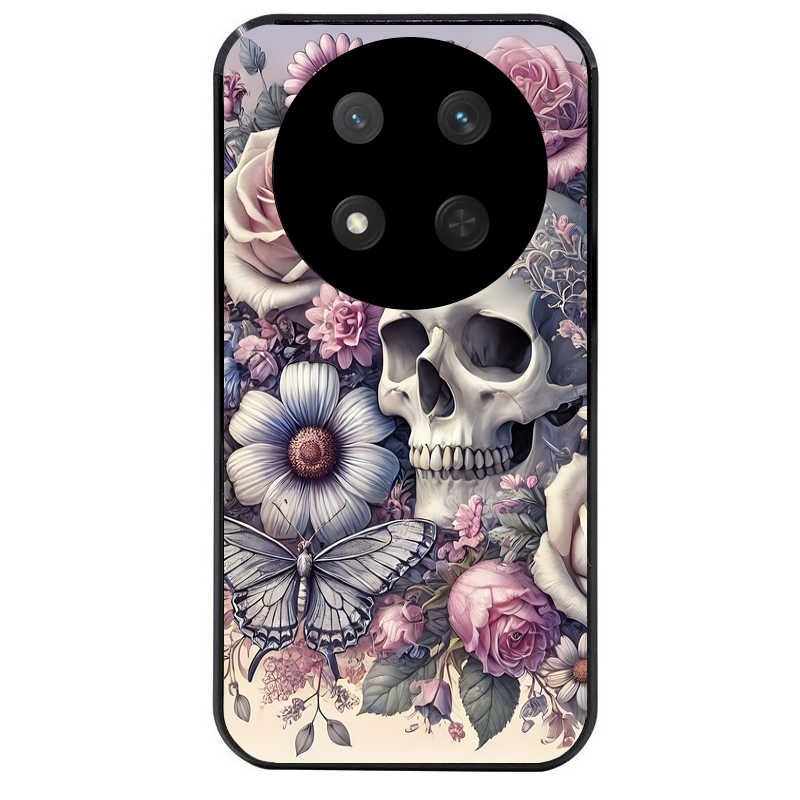 Coque noire taperso pour Magic 7 LITE et PRO avec motif tete de mort pastel protection antichoc personnalisée