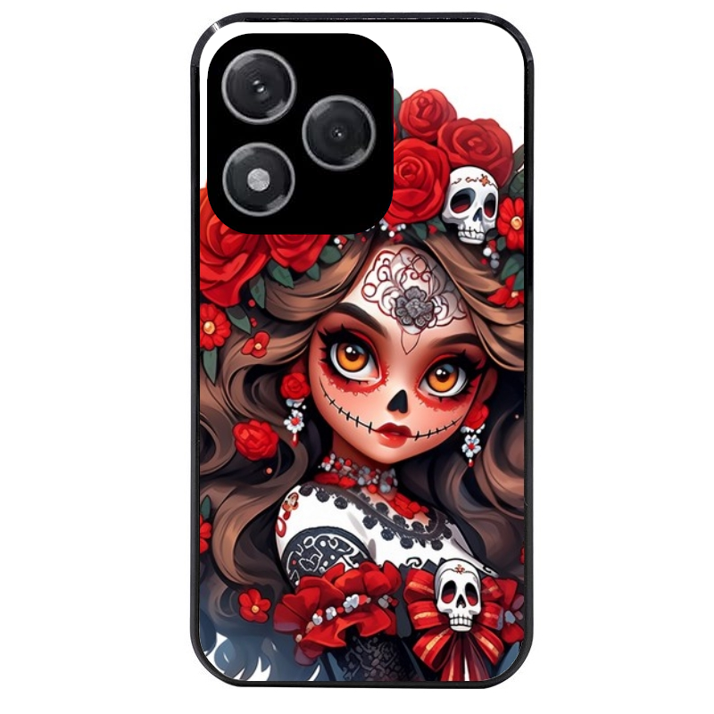 Coque noire taperso pour Honor 400 et Lite Pro Smart avec motif tete de mort calavera rouge protection antichoc personnalisée