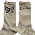 Chaussettes personnalisée paillettes doré motif papillon et fleur