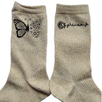 Chaussettes personnalisée paillettes doré motif papillon et fleur