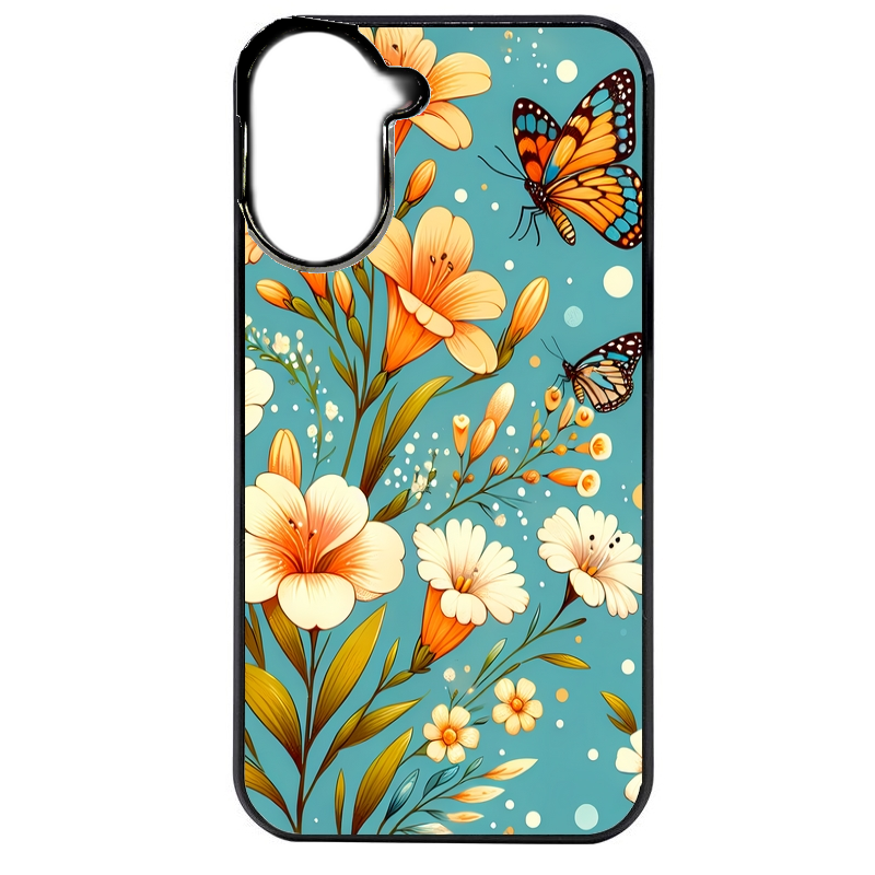 Coque noire taperso pour POCO C71 4G avec motif fleur orange protection antichoc personnalisée