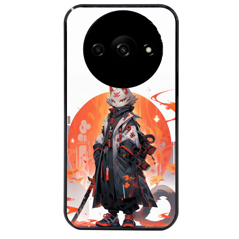 Coque noire taperso pour Redmi A3 avec motif anime chat japan personnalise protection antichoc personnalisée
