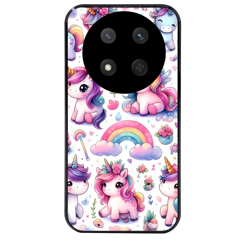 Coque noire taperso pour Magic 7 LITE et PRO avec motif licorne arc en ciel protection antichoc personnalisée