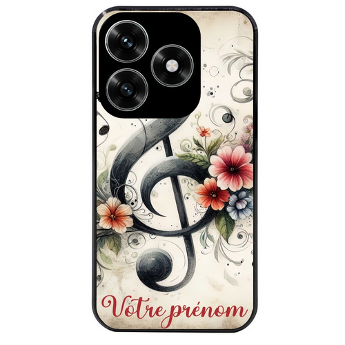 Coque noire taperso pour Honor X6B X5C X5C PLUS avec motif musique cle sol personnalisee protection antichoc personnalisée