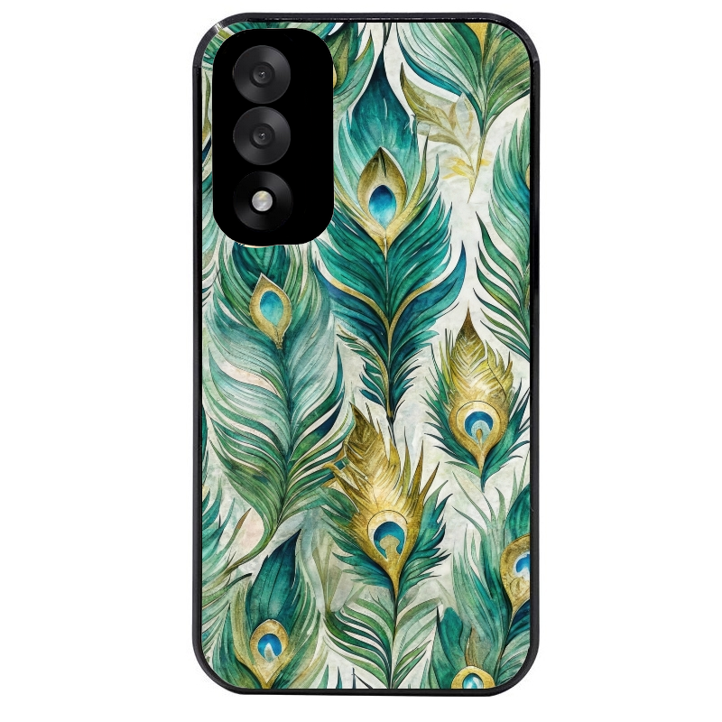 Coque noire taperso pour OnePlus Nord 5 avec motif paon plumes protection antichoc personnalisée