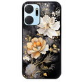 Coque noire taperso pour Honor X7A avec motif fleur blanche protection antichoc personnalisée