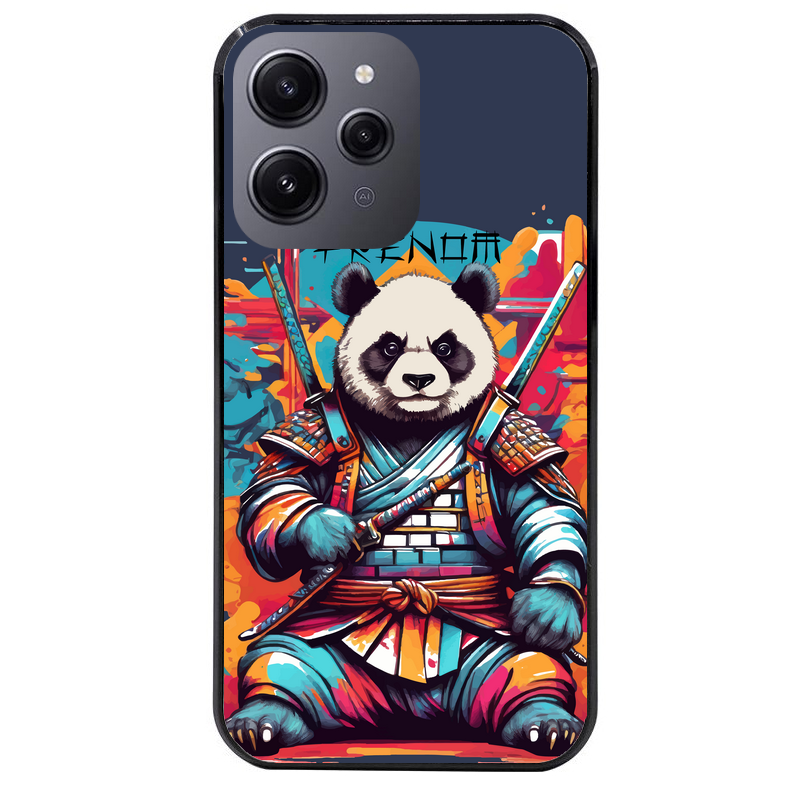 Coque noire taperso pour Redmi 12 4G et 5G avec motif panda katana personnalisee protection antichoc personnalisée