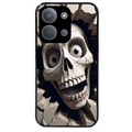 Coque noire taperso pour POCO C85 avec motif tete de mort smile protection antichoc personnalisée