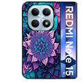 Coque noire taperso pour Redmi Note 15 et PRO PLUS 4G 5G avec motif tropical mandala et fleur violet protection antichoc personnalisée