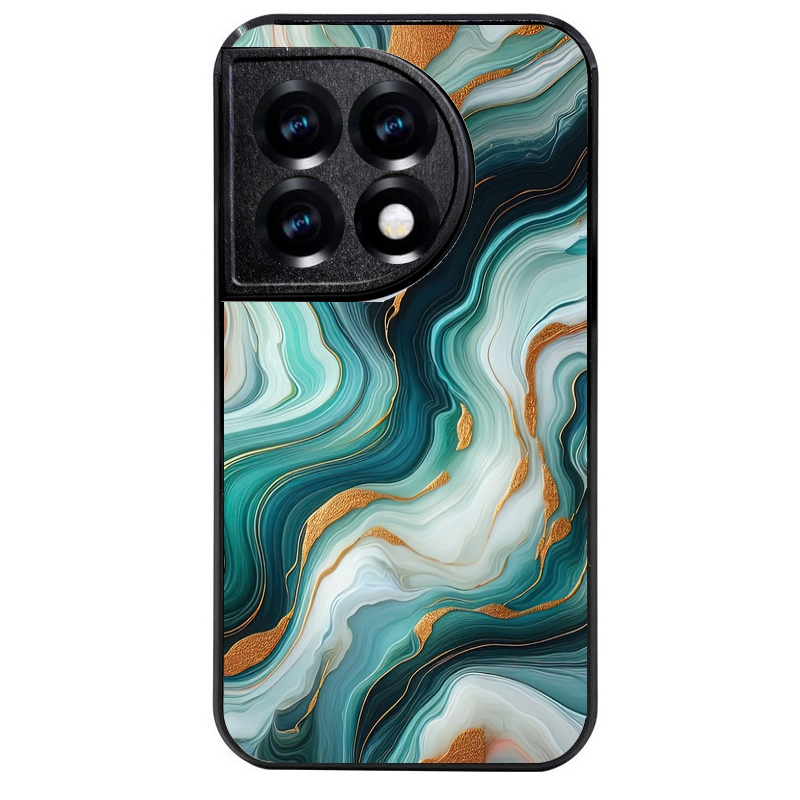 Coque noire taperso pour OnePlus 11 et 12 avec motif marbre vert protection antichoc personnalisée