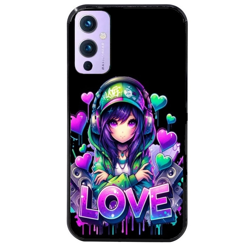 Coque noire taperso pour OnePlus 9 et 9 PRO avec motif anime manga et love protection antichoc personnalisée