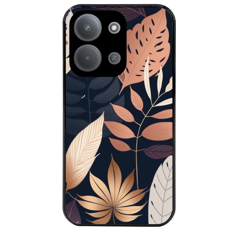 Coque noire taperso pour POCO C85 avec motif jungle et feuilles protection antichoc personnalisée