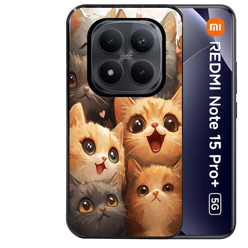 Coque noire taperso pour Redmi Note 15 et PRO PLUS 4G 5G avec motif chat smile protection antichoc personnalisée