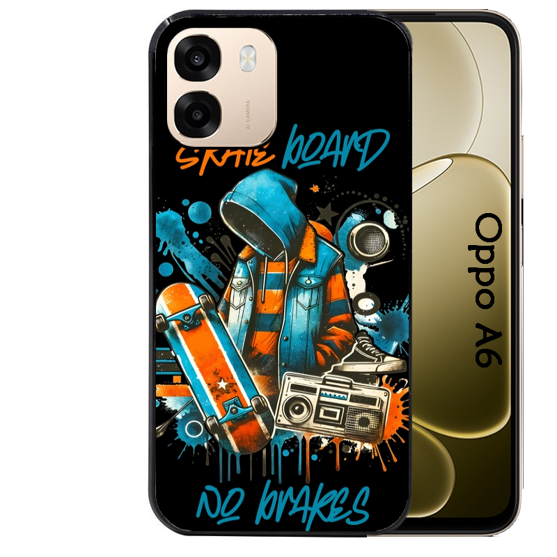 Coque noire taperso pour OPPO A6 A6X 4G et 5G avec motif skate board protection antichoc personnalisée