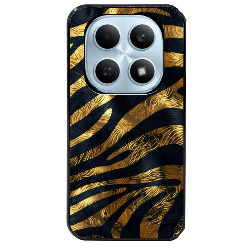 Coque noire taperso pour POCO M8 5G et PRO 5G avec motif zebre gold protection antichoc personnalisée
