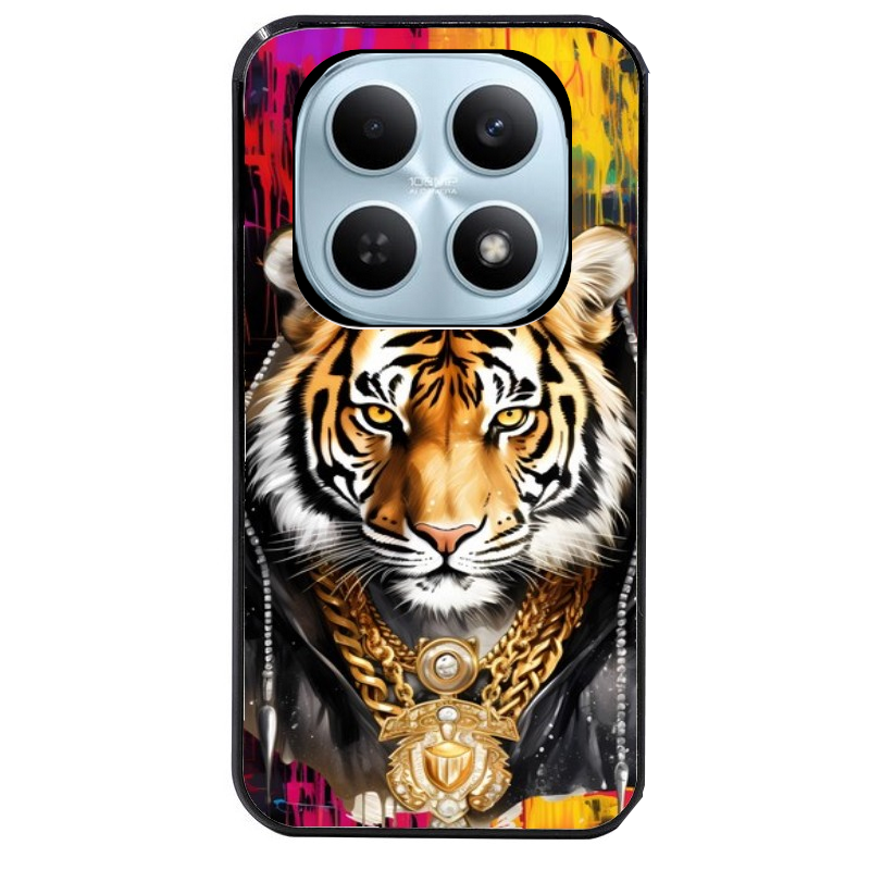 Coque noire taperso pour POCO M8 5G et PRO 5G avec motif tigre style hip hop protection antichoc personnalisée